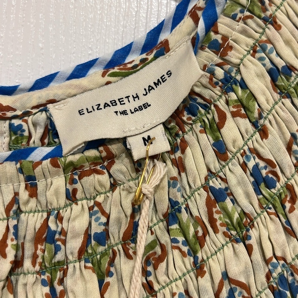 Elizabeth James The Label Karma Dress Eyelet Smocked Cotton Womens Size Medium - Picture 8 of 10